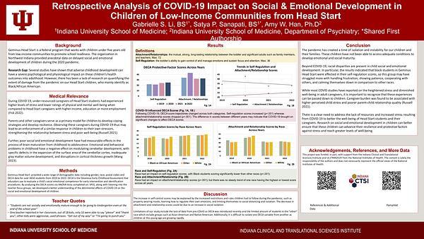 Retrospective Analysis of COVID-19 Impact on Social & Emotional Development in Children of Low-Income Communities from Head Start 
