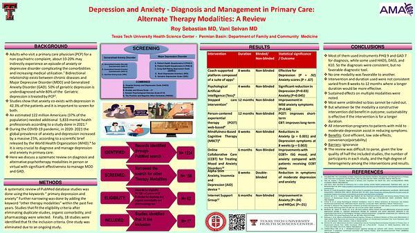 Depression and Anxiety - Diagnosis and Management in Primary Care:
Alternate Therapy Modalities: A Review