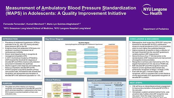 Measurement of Ambulatory Blood Pressure (BP) Standardization (MAPS) in Adolescents: A Quality Improvement (QI) Initiative