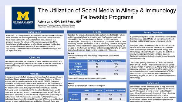 The Utilization of Social Media in Allergy & Immunology Fellowship Programs