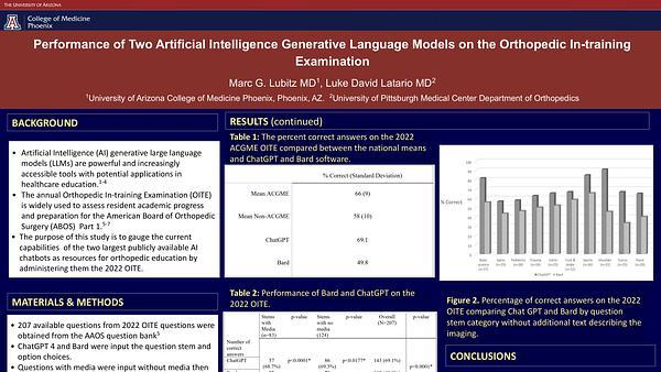 Performance of Two Artificial Intelligence Generative Language Models on the Orthopedic In-training Examination