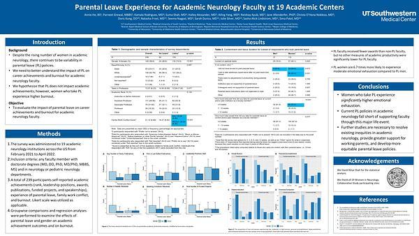 Parental Leave Experience for Academic Neurology Faculty at 19 Academic Centers