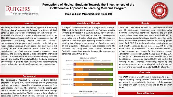 Perceptions of Medical Students Towards the Effectiveness of the Collaborative Approach to Learning Medicine Program