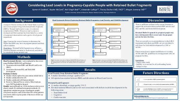 Considering Lead Levels in Pregnancy-Capable People with Retained Bullet Fragments