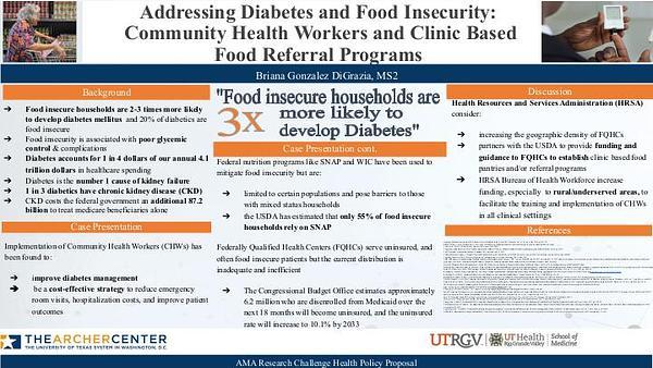 Addressing Diabetes and Food Insecurity: Community Health Workers and Clinic Based Food Referral Programs