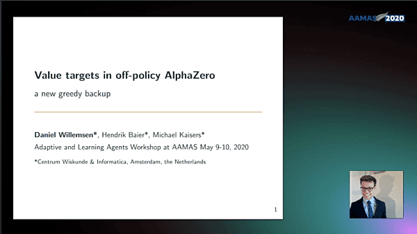 Value targets in off-policy AlphaZero: a new greedy backup