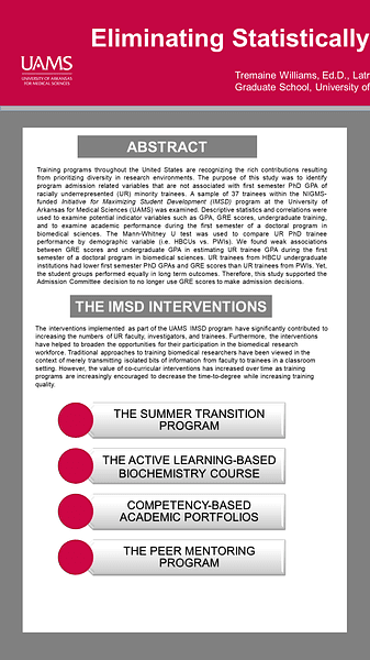 Eliminating Admission Criteria that Ineffectively Reflect UR Trainees First Semester PhD GPA in an IMSD Intervention