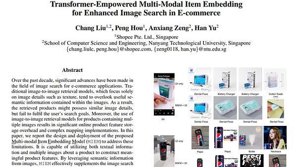 Transformer-Empowered Multi-Modal Item Embedding for Enhanced Image Search in E-commerce