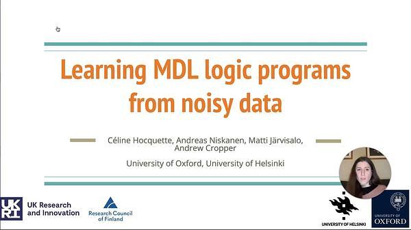 Learning MDL Logic Programs from Noisy Data