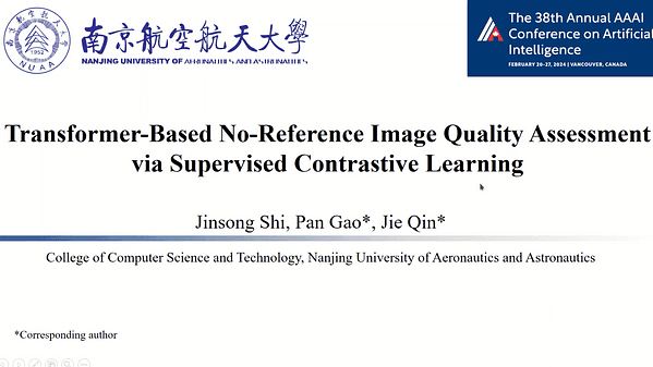 Transformer-Based No-Reference Image Quality Assessment via Supervised Contrastive Learning | VIDEO