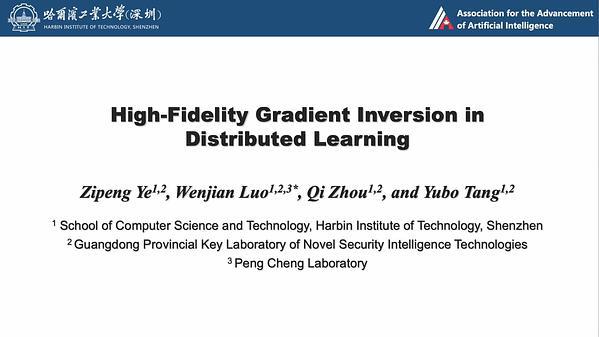 High-Fidelity Gradient Inversion in Distributed Learning | VIDEO