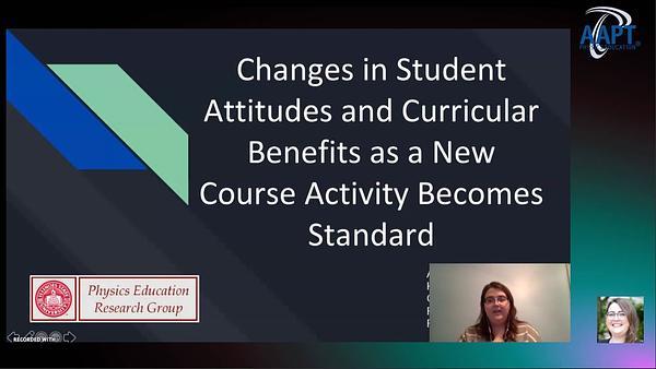 Changes in Student Attitudes and Curricular Benefits as a New Course Activity Becomes Standard