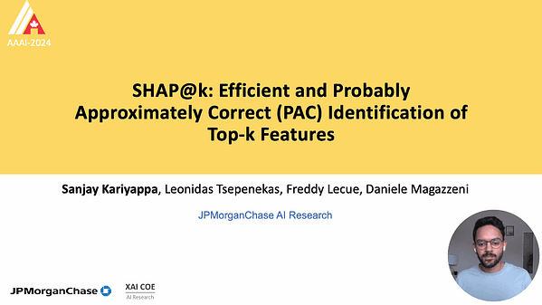 SHAP@k: Efficient and Probably Approximately Correct (PAC) Identification of Top-K Features | VIDEO