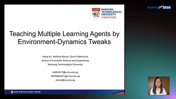 Teaching Multiple Learning Agents by Environment-Dynamics Tweaks