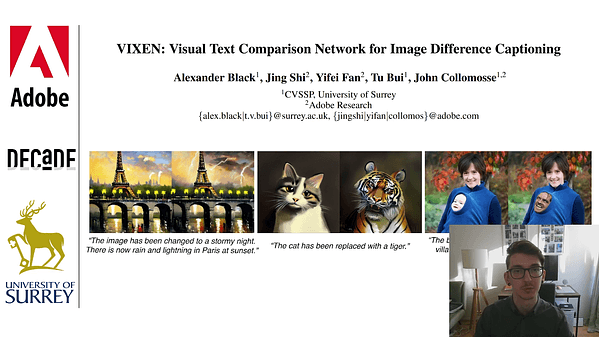 VIXEN: Visual Text Comparison Network for Image Difference Captioning | VIDEO