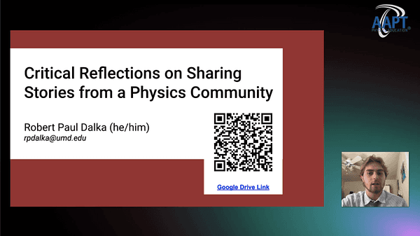Critical Reflections on Sharing Stories from a Physics Community