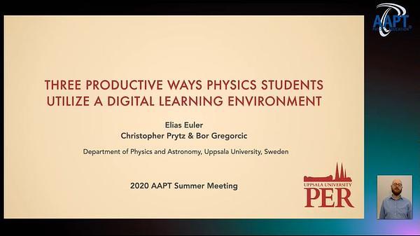Three productive ways physics students utilize a digital learning environment