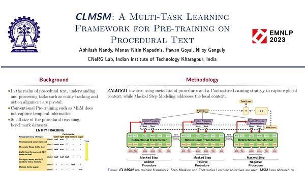 CLMSM: A Multi-Task Learning Framework for Pre-training on Procedural Text