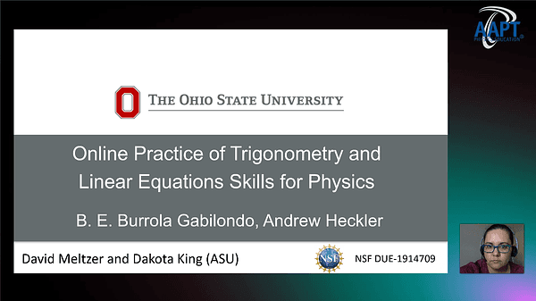 Online practice of trigonometry and linear equations skills for physics
