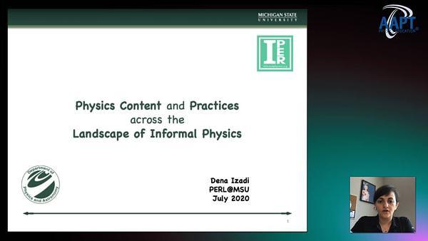 Physics content and practices across the landscape of informal physics